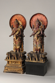 《愛染明王立像》江戸時代(17~18世紀)紀の川市・円福寺蔵(左:実物 右:3Dプリンター製の複製)