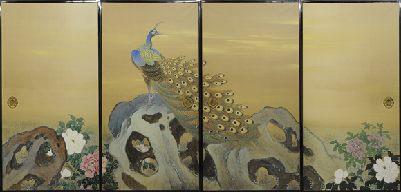 黒住章堂《孔雀牡丹図》1935年 寂光院蔵