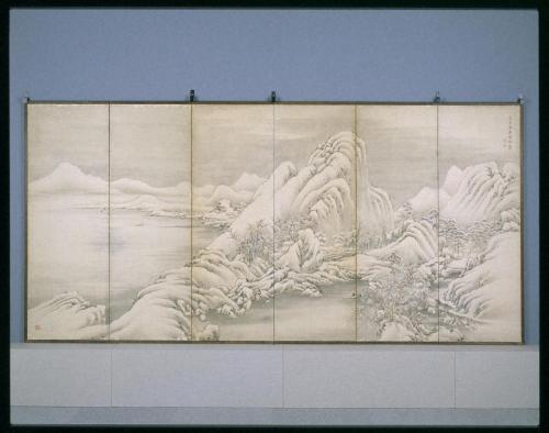 冬景山水図屛風