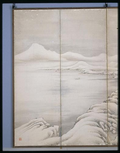 冬景山水図屛風