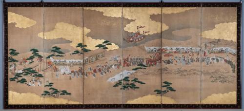 和歌祭礼行列図屛風