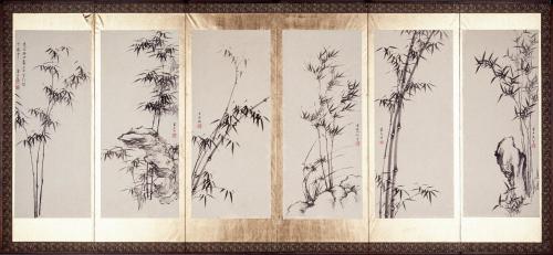 墨竹図屏風