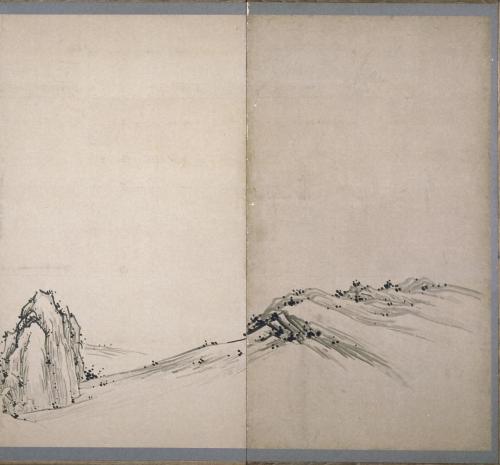 富岳図屛風/梅石図屛風