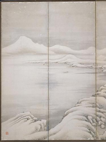 冬景山水図屛風