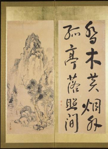 五言二行書・山水図押絵貼屛風