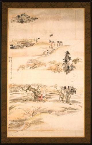 和歌山城西之丸襖下絵(鷹匠図)