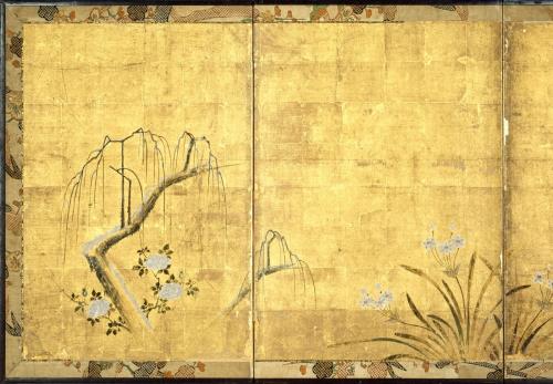 花卉図腰屏風