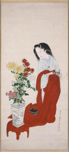 菊見官女図