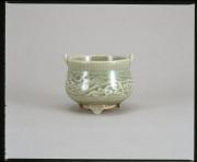 偕楽園焼  青磁唐草文香炉