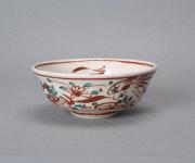 瑞芝焼  赤絵魁菓子鉢