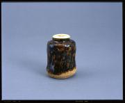 清寧軒焼　黒楽茶入  銘「瑞穂」