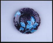 瑞芝焼　交趾写二彩牡丹皿