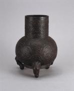 偕楽園焼  鉄砂釉花生