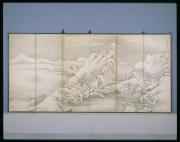 冬景山水図屛風
