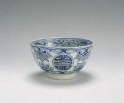 南紀男山焼　染付寿字文菓子鉢