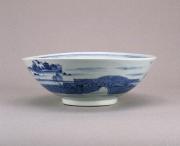 南紀男山焼　染付不老橋図菓子鉢