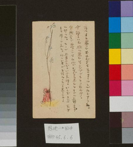 田中恭吉あて絵葉書（明治45年6月6日消印）