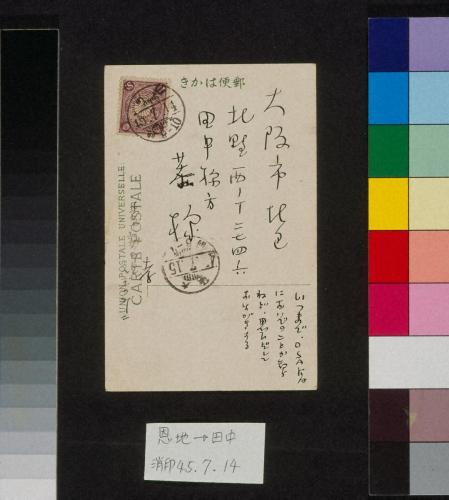 田中恭吉あて絵葉書（明治45年7月14日消印）