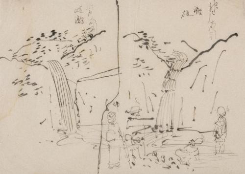 スケッチ 「神戸布引雄瀧雌瀧」