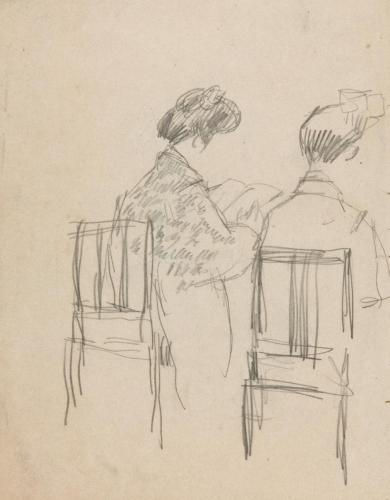 ［夢二展京都旅行デッサン帳より］3［本よむ人］