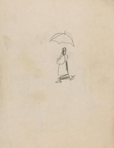 ［夢二展京都旅行デッサン帳より］4［かささす人］