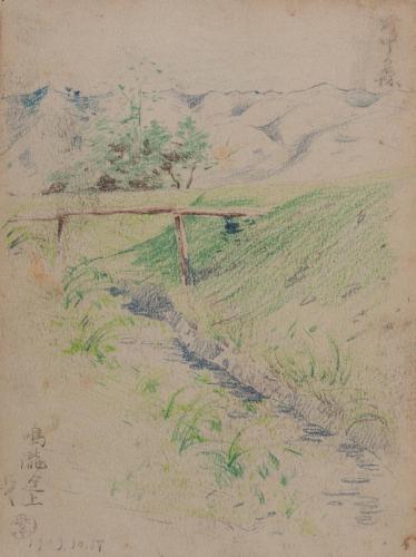 『紫明寫生帖』鉛筆之部其六（左）野中の森（右）野中の森