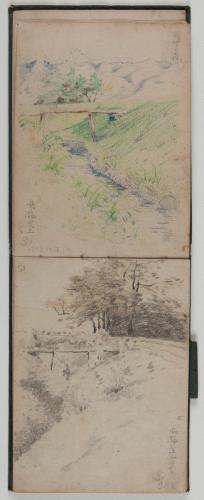 『紫明寫生帖』鉛筆之部其六（左）野中の森（右）野中の森
