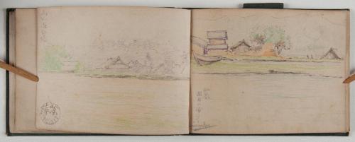 『紫明寫生帖』鉛筆之部其六 （左）雨の運動場（10）和泉／深日の浦にて