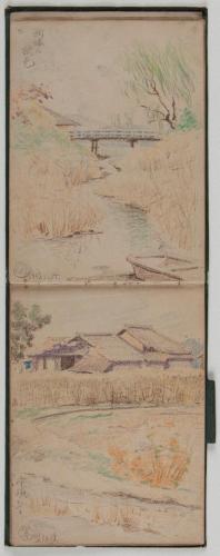 『紫明寫生帖』鉛筆之部其六（上）新堀の秋色（下）宇須にて