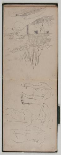 『紫明寫生帖』鉛筆之部其六（左）[無題]（右）[人体スケッチ]