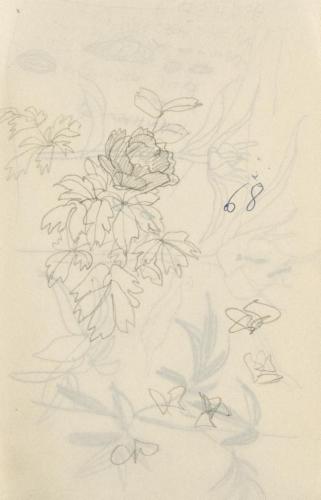 『未知草カード』第四より「六十八、ぼたんと蝶」