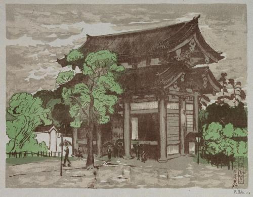 『大阪風景』九　天王寺東門雨景