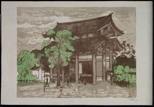 『大阪風景』九　天王寺東門雨景