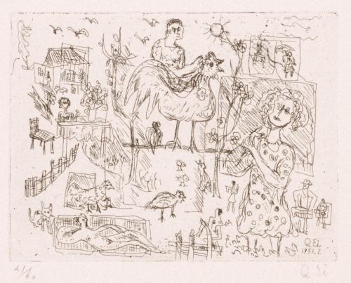 版画集『瑛九・銅版画 SCALE IV』 6 妻とおんどり