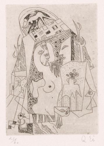 版画集『瑛九・銅版画 SCALE IV』 36 女と花