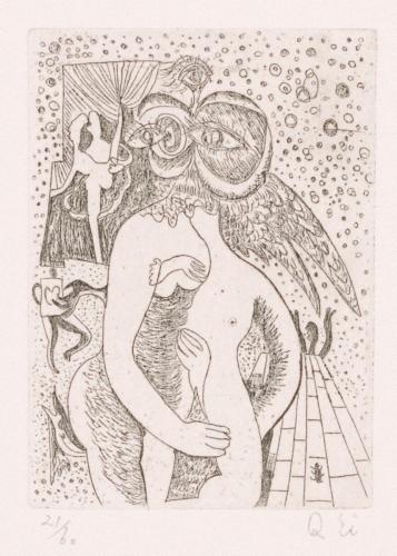 版画集『瑛九・銅版画 SCALE IV』 37 鳥の愛撫