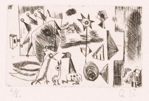 版画集『瑛九・銅版画 SCALE V』 9 鳥の親子