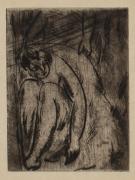 椅子にうずくまる裸婦