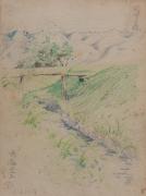 『紫明寫生帖』鉛筆之部其六（左）野中の森（右）野中の森