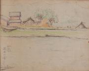 『紫明寫生帖』鉛筆之部其六 （左）雨の運動場（10）和泉／深日の浦にて