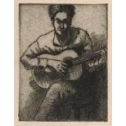 版画誌『九州版画』第22号11「楽器を持つ男」