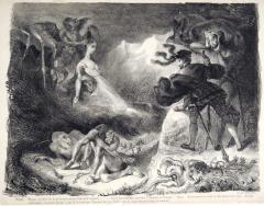 ウジェーヌ・ドラクロワ《ファウストの前に現れるマルガレーテの亡霊》（『ファウスト』より）　1828年