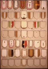 磯辺行久《WORK 62-12》1962 油彩他、紙、木