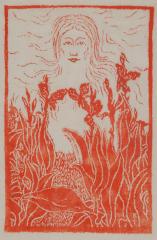 《太陽と花》　1914年　木版、紙