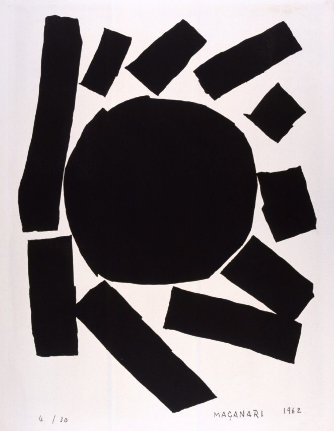 村井正誠《黒い太陽》1962年 　石版、紙