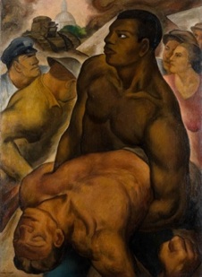 石垣栄太郎　《ボーナス・マーチ》　1932年　油彩、キャンバス