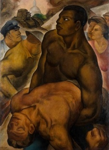 石垣栄太郎 《ボーナス・マーチ》 1932年 油彩、キャンバス