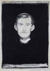 エドヴァルト・ムンク《骸骨の腕のある自画像》1895（明治28）　リトグラフ、紙