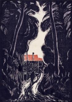 逸見享《風景》1925 木版、紙