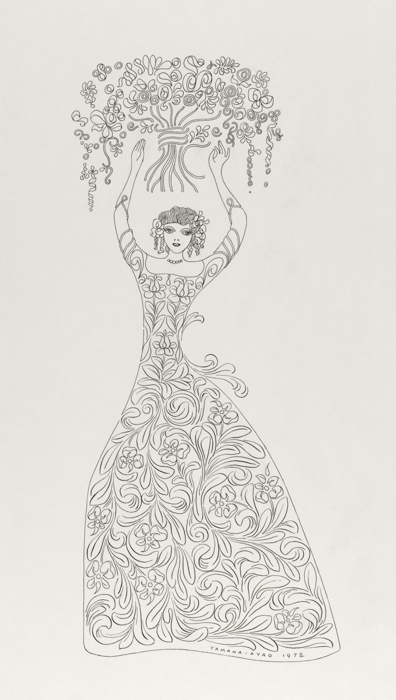 山名文夫《資生堂創業100年記念 新聞広告イラストレーション原画》1972年 資生堂企業資料館蔵